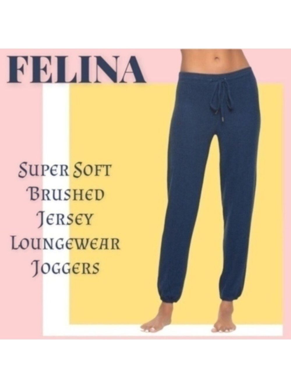 FELINA Victoria Super Soft Brushed Jersey Loungewear Drawstring Joggers NWT